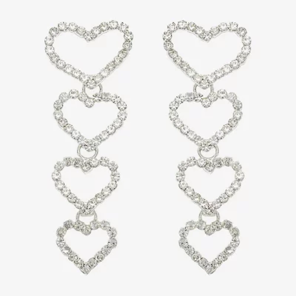 Mixit Hypoallergenic Silver Tone Heart Drop Earrings