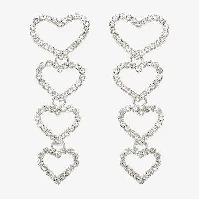 Mixit Hypoallergenic Silver Tone Heart Drop Earrings