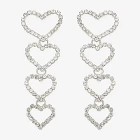 Mixit Hypoallergenic Silver Tone Heart Drop Earrings