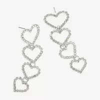 Mixit Hypoallergenic Silver Tone Heart Drop Earrings