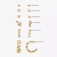 Mixit Hypoallergenic Gold Tone Stud 5 Pair Cubic Zirconia Earring Set