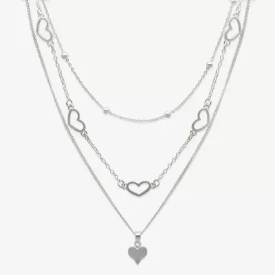 Mixit Hypoallergenic Silver Tone 21 Inch Bead Heart Strand Necklace