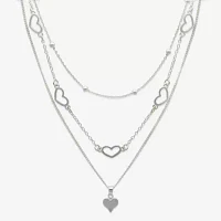 Mixit Hypoallergenic Silver Tone 21 Inch Bead Heart Strand Necklace