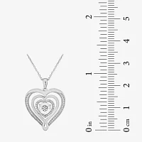 Womens 1/ CT. T.W. Natural White Diamond Sterling Silver Heart Pendant Necklace