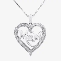 Womens Diamond Accent Natural White Sterling Silver Heart Pendant Necklace