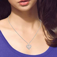 Womens Diamond Accent Natural White Sterling Silver Heart Pendant Necklace