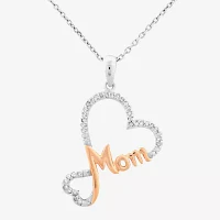 Womens 1/10 CT. T.W. Natural White Diamond 14K Rose Gold Over Silver Sterling Silver Heart Pendant Necklace