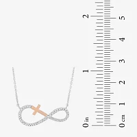 Womens 1/10 CT. T.W. Natural White Diamond 14K Rose Gold Over Silver Sterling Silver Infinity Pendant Necklace