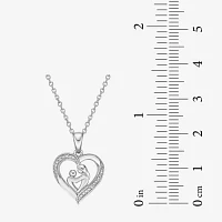 Womens Diamond Accent Natural White Diamond Sterling Silver Heart Pendant Necklace