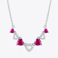 Womens Lab Created Red Ruby Sterling Silver Heart Pendant Necklaces