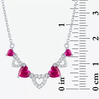 Womens Lab Created Red Ruby Sterling Silver Heart Pendant Necklaces