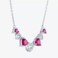 Womens Lab Created Red Ruby Sterling Silver Heart Pendant Necklaces