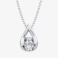 Womens 1/10 CT. Natural White Diamond 14K White Gold Pendant Necklace