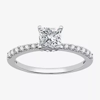 (G / Si1-Si2) Womens 1 CT. T.W. Lab Grown White Diamond Sterling Silver Side Stone Engagement Ring