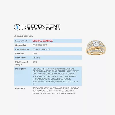 (G-H / Vs2-Si1) Womens 3 CT. T.W. Lab Grown White Diamond 10K Gold Side Stone Bypass  Engagement Ring