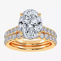 G-H / Si1-Si2) Womens 4 CT. T.W. Lab Grown White Diamond 14K Gold Oval Bridal Set