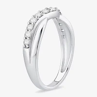 4MM 1/2 CT.T.W. Natural Diamond 10K or 14K White Gold Curved Wedding Band