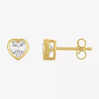 Yes Please! Lab Created White Sapphire 14K Gold Over Silver Sterling Silver Heart 2 Pair Earring Set