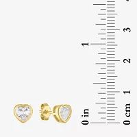 Yes Please! Lab Created White Sapphire 14K Gold Over Silver Sterling Silver Heart 2 Pair Earring Set