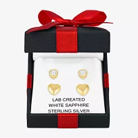 Yes Please! Lab Created White Sapphire 14K Gold Over Silver Sterling Silver Heart 2 Pair Earring Set