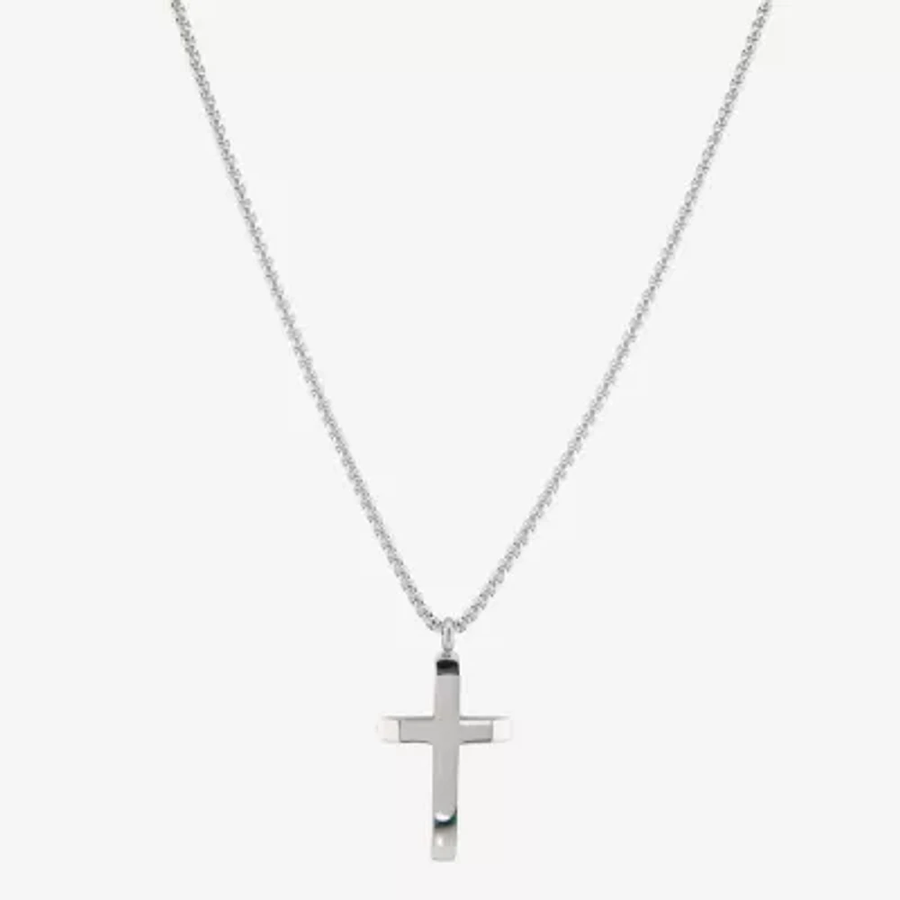 Gunmetal Stainless Steel Cross 1 Pair Jewelry Set