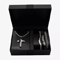 Gunmetal Stainless Steel Cross 1 Pair Jewelry Set