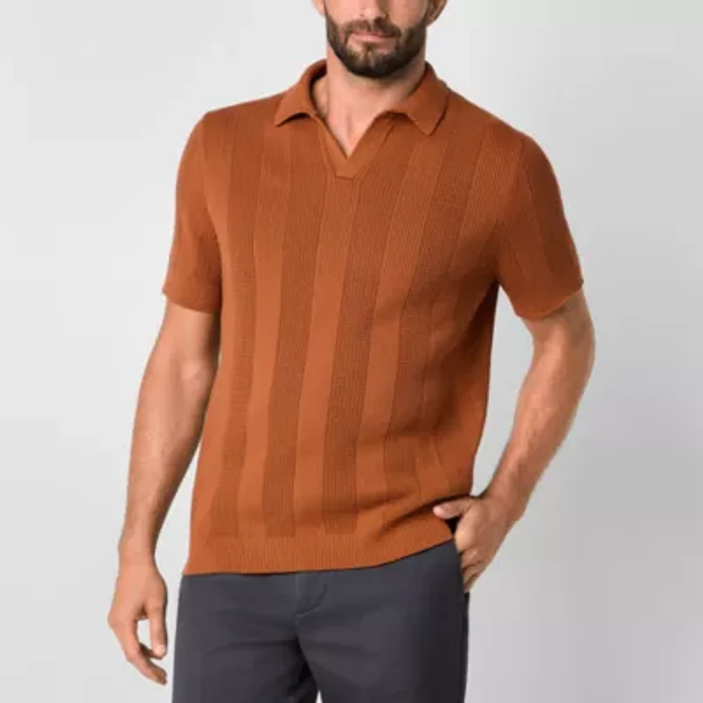 Stafford Johnny Collar Mens Short Sleeve Polo Sweater