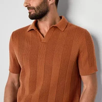 Stafford Johnny Collar Mens Short Sleeve Polo Sweater