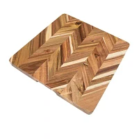 Lipper International Acacia Herringbone Square Cutting Board with Inset Handles