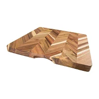 Lipper International Acacia Herringbone Square Cutting Board with Inset Handles