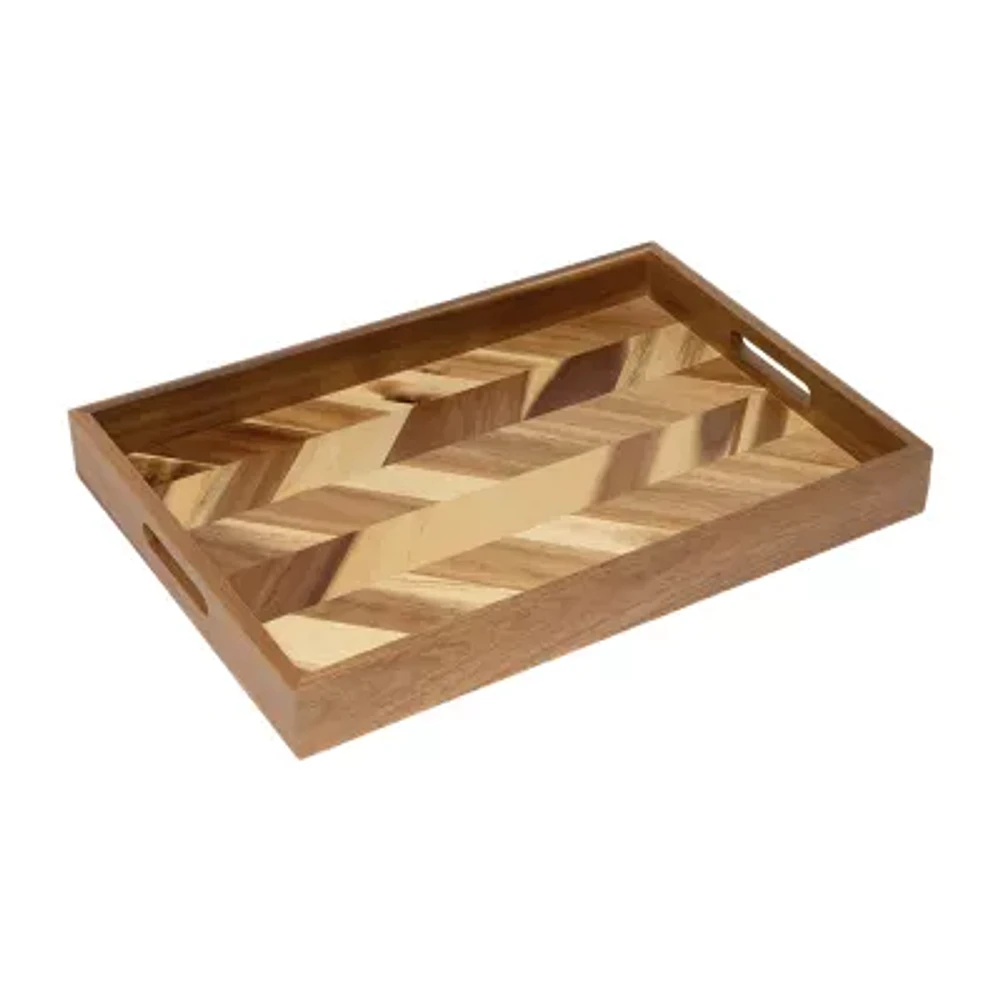 Lipper International Acacia Herringbone Serving Tray