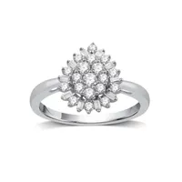 Diamond Blossom Womens 1/ CT. T.W. Natural White 10K Gold Halo Cocktail Ring