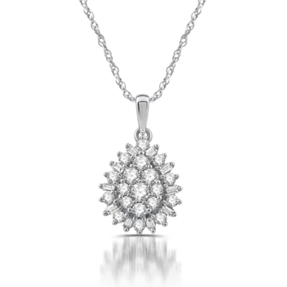 Diamond Blossom Womens / CT. T.W. Natural White Diamond 10K Gold Pendant Necklaces