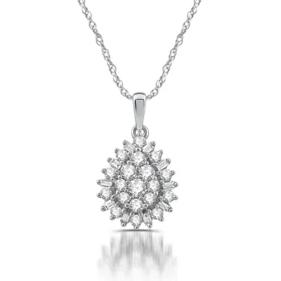 Diamond Blossom Womens / CT. T.W. Natural White Diamond 10K Gold Pendant Necklaces