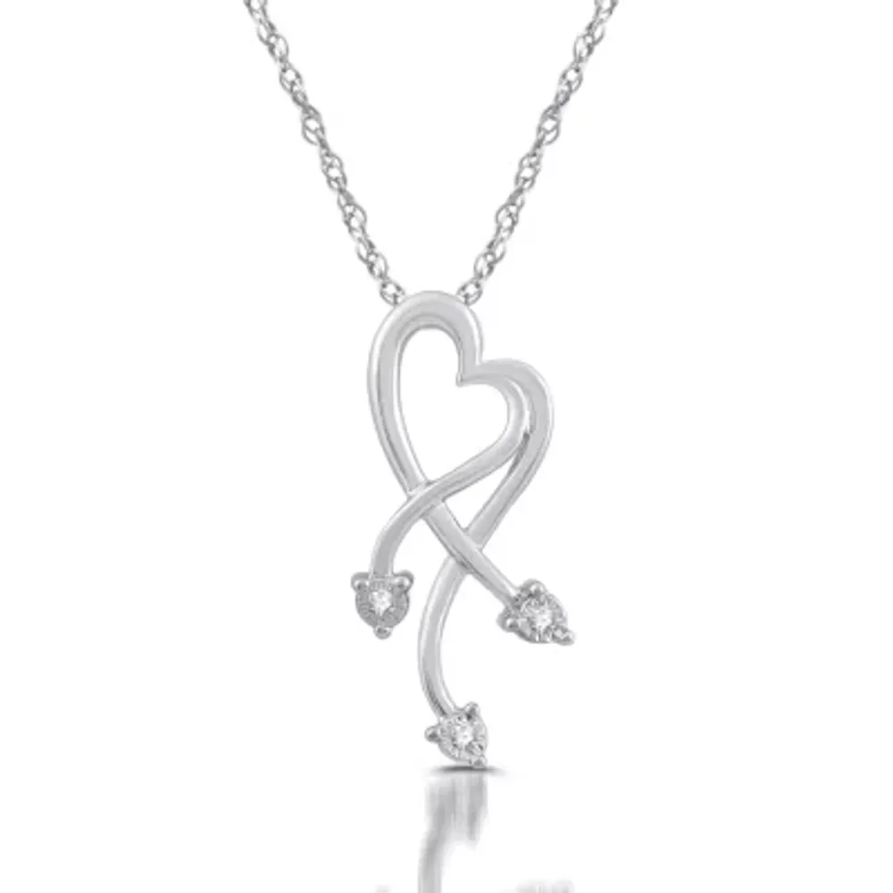 Womens Diamond Accent Natural White Diamond 10K Gold Heart Pendant Necklaces