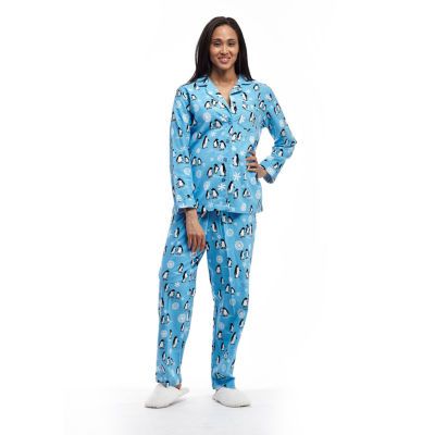 La Cera Womens V-Neck Long Sleeve 2-pc. Pant Pajama Set