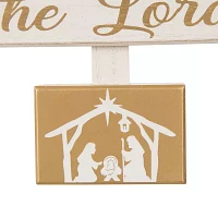 Glitzhome Wooden Nativity Tree Hand Painted Christmas Tabletop Decor