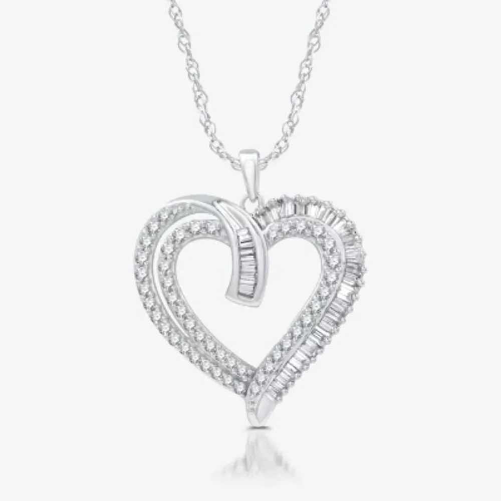 H-I / I1) Womens 1/ CT. T.W. Lab Grown White Diamond 10K Gold Heart Pendant Necklaces