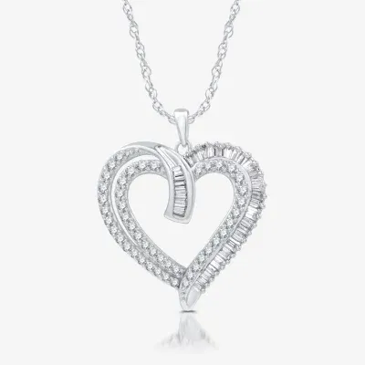 H-I / I1) Womens 1/ CT. T.W. Lab Grown White Diamond 10K Gold Heart Pendant Necklaces