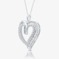 H-I / I1) Womens 1/ CT. T.W. Lab Grown White Diamond 10K Gold Heart Pendant Necklace