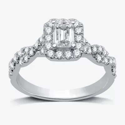 Signature By Modern Bride (H-I / I1) Womens 1 1/4 CT. T.W. Lab Grown White Diamond 10K Gold Side Stone Crossover Engagement Ring