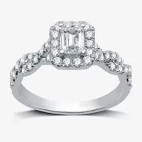 Signature By Modern Bride (H-I / I1) Womens 1 1/4 CT. T.W. Lab Grown White Diamond 10K Gold Side Stone Crossover Engagement Ring