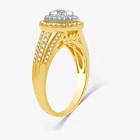 Signature By Modern Bride (H-I / I1) Womens 1 CT. T.W. Lab Grown White Diamond 10K Gold Oval Side Stone Halo Engagement Ring