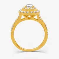 Signature By Modern Bride (H-I / I1) Womens 1 1/4 CT. T.W. Lab Grown White Diamond 10K Gold Pear Side Stone Crossover Engagement Ring