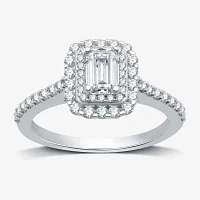 Signature By Modern Bride (H-I / I1) Womens 1 CT. T.W. Lab Grown White Diamond 10K Gold Side Stone Halo Engagement Ring