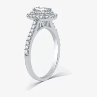 Signature By Modern Bride (H-I / I1) Womens 1 CT. T.W. Lab Grown White Diamond 10K Gold Side Stone Halo Engagement Ring