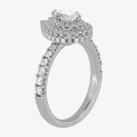 (H-I / Si1-Si2) Womens 1 1/4 CT. T.W. Lab Grown White Diamond 10K Gold Pear Side Stone Halo Engagement Ring