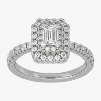 H-I / Si1-Si2) Womens /4 CT. T.W. Lab Grown White Diamond 10K Gold Side Stone Halo Engagement Ring