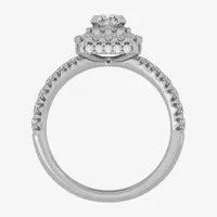 H-I / Si1-Si2) Womens /4 CT. T.W. Lab Grown White Diamond 10K Gold Side Stone Halo Engagement Ring