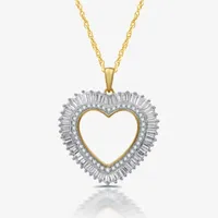 (H-I / I1) Womens 1 CT. T.W. Lab Grown White Diamond 14K Gold Over Silver Sterling Heart Pendant Necklace